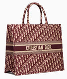 Book Tote Bag in Embroidered Oblique Canvas - Red or Dark Blue