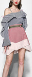Off-the-Shoulder Ruffle Top and Asymmetrical Mini Skirt Set