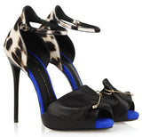 Safety Pin Leather Sandals in Leopard Print - DESIGNER INSPIRED FASHIONS