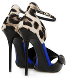 Safety Pin Leather Sandals in Leopard Print - DESIGNER INSPIRED FASHIONS