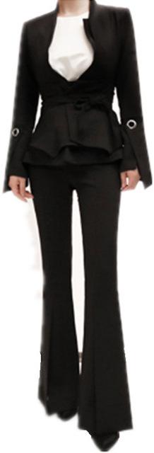 Black Flared Jacket & Pant Set