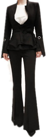 Black Flared Jacket & Pant Set