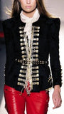 Black Hanging-Chain-Embellished Jacket Blazer - DESIGNER INSPIRED FASHIONS