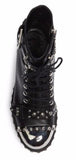 Studded Lace-Up Cap-Toe Boot, Black