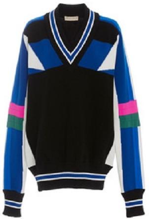 Color-Block Oversized Knit V-Neck Sweater - DESIGNER INSPIRED FASHIONS