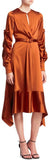 Fluid Satin Keyhole Midi Dress, Orange