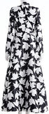 Long Bird Printed Coat in Black & White - DESIGNER INSPIRED FASHIONS