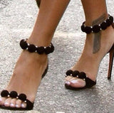 'Bomb' Studded Suede Sandals in Beige or Black - DESIGNER INSPIRED FASHIONS