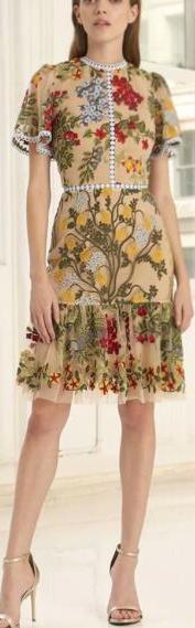 Floral-Embroidered Dress