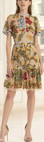Floral-Embroidered Dress