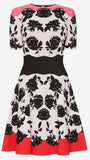Floral-Print Knitted Fit and Flare Dress