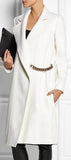 Chain Embellished Coat in White - DESIGNER INSPIRED FASHIONS