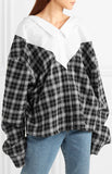 Paneled Checked Cotton Poplin Shirt