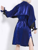 Shimmering-Effect Trench Coat - Blue or Black