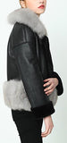 Fox-Fur-Trim Wool Lined Leather Jacket
