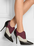 Color-Block Textured-Leather Ankle Boots - DESIGNER INSPIRED FASHIONS