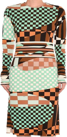 Abstract-Geometric Print Jersey Silk Dress