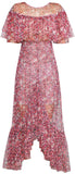 Ruffled Printed Asymmetrical Midi Dress