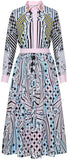 Embellished-Collar Printed Shirt and Midi Skirt Set