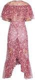 Ruffled Printed Asymmetrical Midi Dress