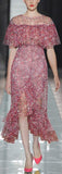 Ruffled Printed Asymmetrical Midi Dress