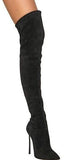 Over-The-Knee Suede Pearly Blade-Heel Boots - DESIGNER INSPIRED FASHIONS