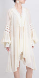 Asymmetrical Embroidered Ruffle Shirt-Dress