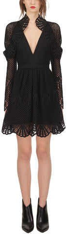 V-Neck Crochet Mini Dress
