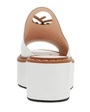 Logo Leather Wedge Sandals - Black or White