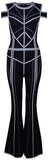 Black Paneled Cold-Shoulder Stretch Jumpsuit