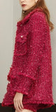 Frayed Tweed Jacket with Faux-Pearl Embellishments, Rose