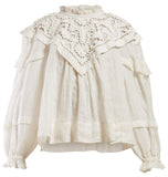 'Geoffrey' Linen Peasant Top, White | DESIGNER INSPIRED FASHIONS