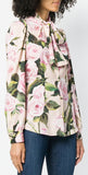 Rose Print Silk Chiffon Blouse