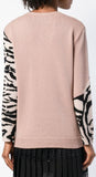 Tiger Intarsia Sweater, Pale Pink