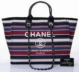 Deville Stripe Tote - Dark Blue, White, Multi Colored