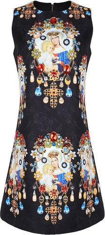 Printed Embellished Mini Dress