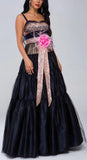 Netted Overlay A-Line Tulle Gown | DESIGNER INSPIRED FASHIONS