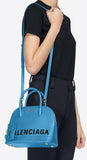 Ville S Leather Tote, Bleu/Turquoise