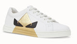 White Leather Monster Eye Sneakers - Silver or Gold