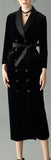 Double-Breasted Velvet Suit-Dress, Black