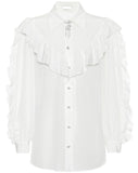 Embellished Silk Shirt, White