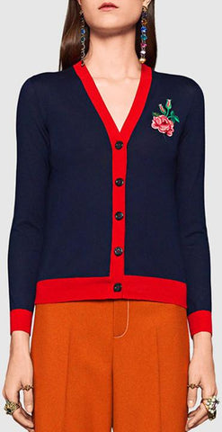Embroidered Wool-Blend Cardigan Sweater - DESIGNER INSPIRED FASHIONS