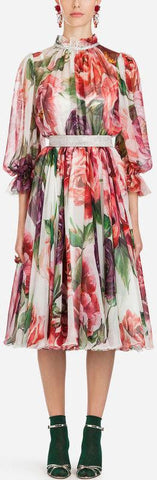 Peony Print Dress in Chiffon