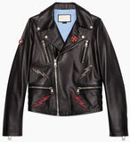 Genuine Leather Jacket with Appliques - DESIGNER INSPIRED FASHIONS