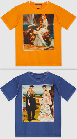 Hallucination Print T-Shirt - Orange or Blue