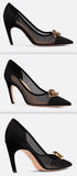 Surreal-D High-Heeled Shoe in Tulle and Suede Calfskin