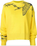 Boxy Embroidered Sweater, Yellow
