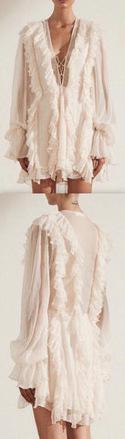 Ruffled Crepe Mini Dress