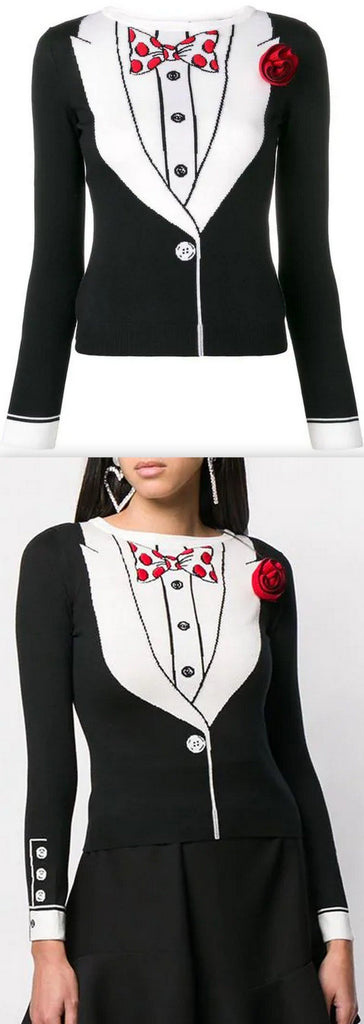 Tuxedo Printed Sweater