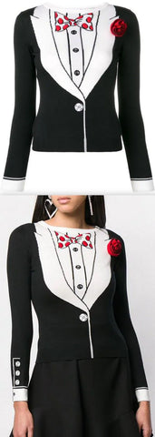 Tuxedo Printed Sweater